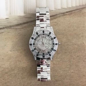 Victoria Wieck Glam Crystal Silver Watch NIB